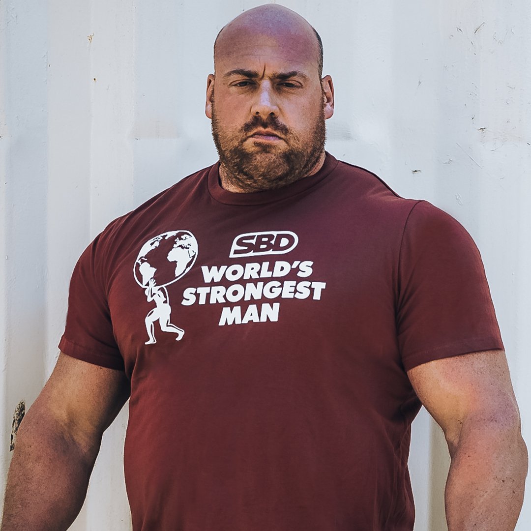 World's Strongest Man T-Shirt 2021 - Fire Brick