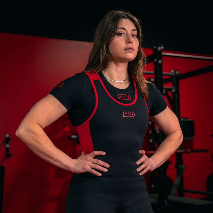 Powerlifting Singlet Women's Fit - Noir &amp; Rouge